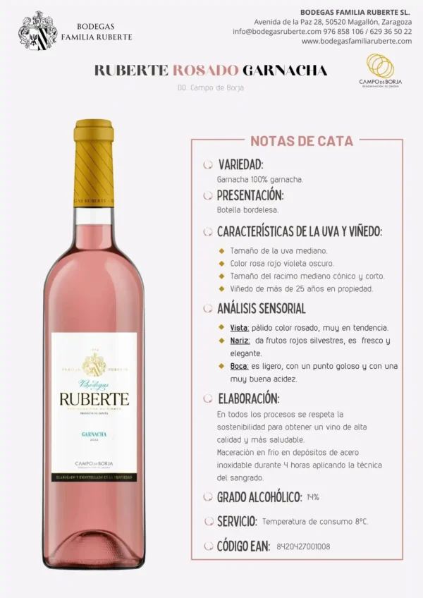 RUBERTE ROSADO GARNACHA 2022 - Imagen 2